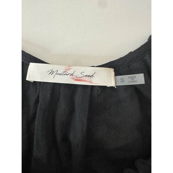 Mustard Seed Blouse Women Small Faux Wrap 3/4 Sleeve Pullover Crochet Relaxed - Picture 3 of 11